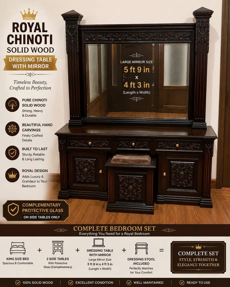 ROYAL CHINIOTI SOLID KING BED 1