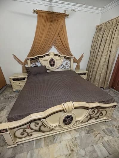 Double size Master bed + Dressing Table + 2 Side tables + Bed foams