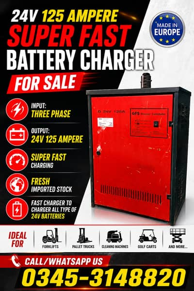 24v 125 Ampere Super Fast Battery Charger for Sale, 24v Charger Sale