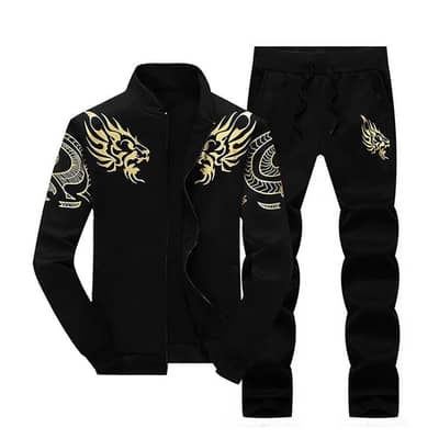 Men’s Premium Fleece Zipper Track Suit – Black 