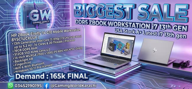 HP ZBook Firefly 14 G10 Mobile Workstation 13 Gen i7 1370p 16Gb Ddr5