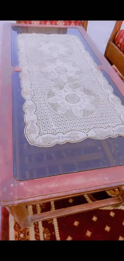 Wooden Glass Top Center Table / Coffee Table – Used