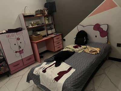Kids bed wardrobe and computer study table