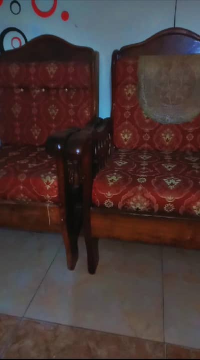 Wooden Single Sofa Chairs – 2 Pieces | Good Condition