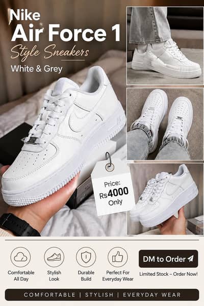 . *Nike Air Force 1 Style Sneakers - White Grey | Premium Comfort*