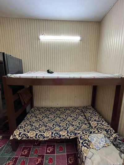 wooden bunker beds (without mattresses)