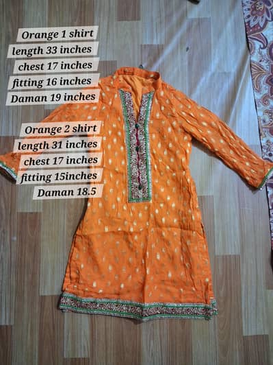 orange embroidered kurti excellent condition (2 Available)
