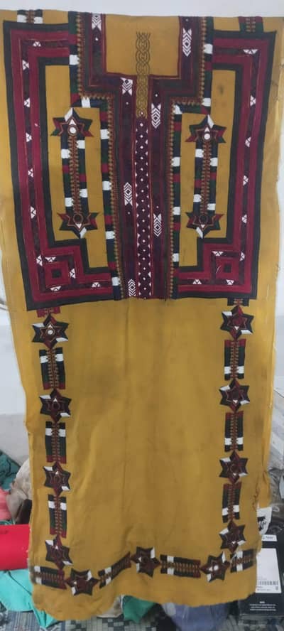 Handmade Balochi Embroidery Patch - Yellow - Gala Daman Work`