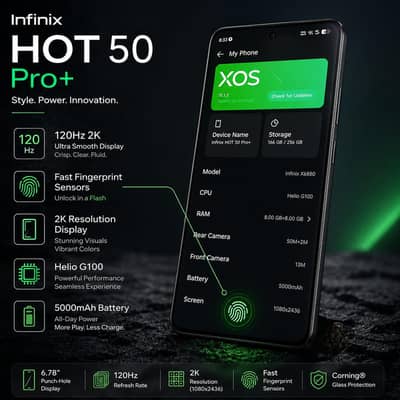 Infinix Hot 50 Pro+ 16/256GB — 9.5/10 Condition — Box & Charger