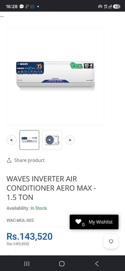 waves Inverter AC T3 Latest Model AERO MAX 1.5  Ton   Mob  o3224o94I53