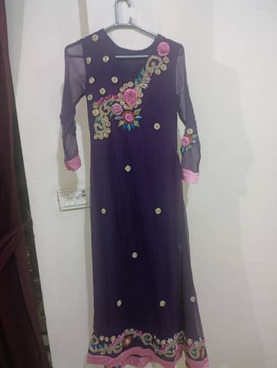 PRELOVED!  purple Embroidered Party Wear Dress | Beautiful Floral Work