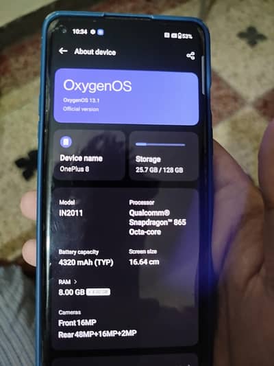 One Plus 8 8gb 128gb ram 10/10 condition