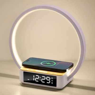 3-in-1 LED Bedside Ring Lamp with Wireless Charger