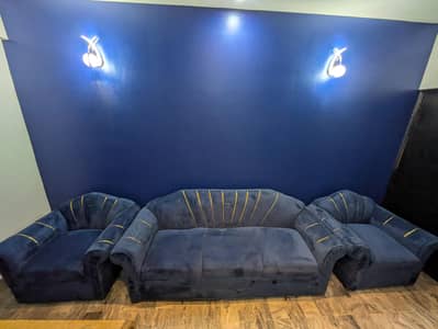 Blue 5 seater sofa set