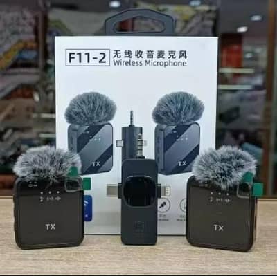F11-2 (3 in 1) Noise Cancelling Wireless Dual Microphone