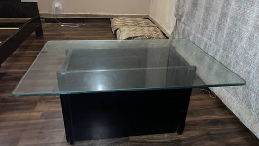 wooden base with glass on top