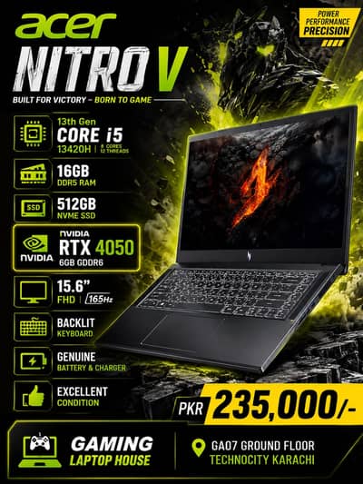 Acer Nitro V - RTX 4050 6GB - Gaming Laptop House