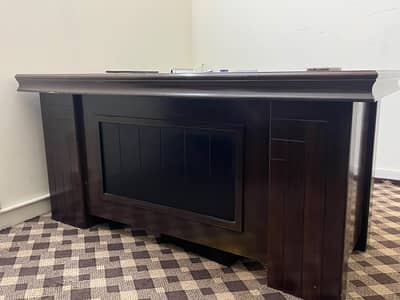 Executive Custom Wooden Office Desk with Drawer Unit & Extension