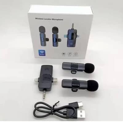 K15 Dual Wireless Collar Mic. 3 in 1 Lavalier Mic