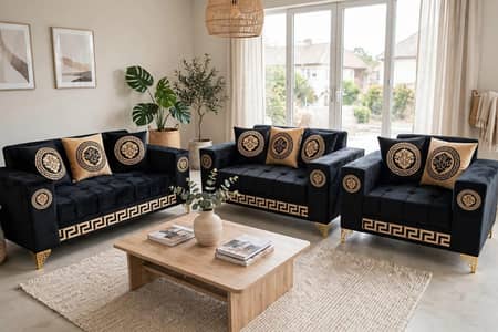 6 Seater Velvet Sofa Set ( 3+2+1 ) - Dura Foam - All Colors Option
