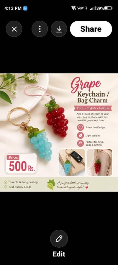 key chain and bag charm