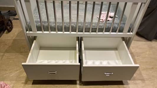 Used Baby Cot with Mattress – Suitable Up to 4+ Years