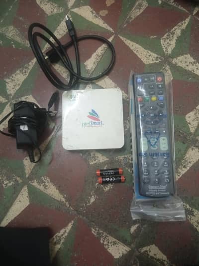 ptcl Smart tv box 12v charger with remote control HDMI cable