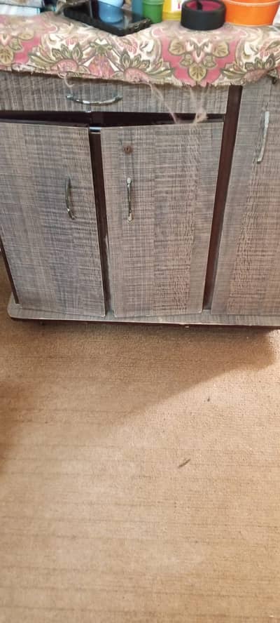 Iron Stand wood with cabinet