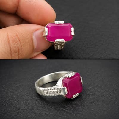 Genuine Silver Ring with Pink Stone – Beautiful Traditional Design