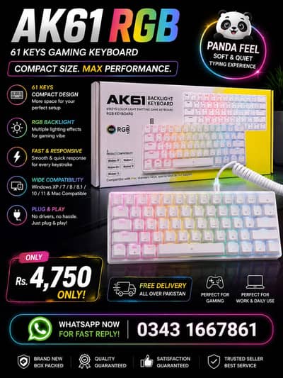 AK6 61 Keys RGB Gaming Keyboard | Rs. 4,750 | Free Delivery