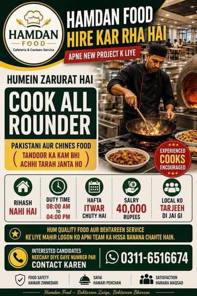 canteen staff Require
