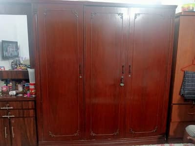 Wooden 3 door large cupboard For Sale