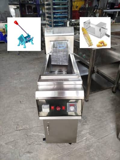 fryer 8 litre fries (2) cutter machine (3) spiral fries cutter machine