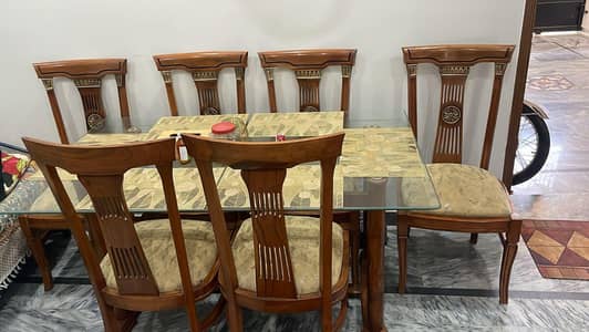 6 chairs with mirrors table