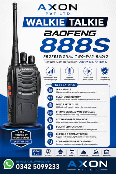 Baofeng BF-888S Walkie Talkie | UHF Two Way Radio | 16 Channel