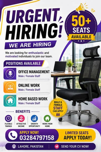 WE ARE HIRING MALE FEMALE STAFF FOR ONLINE OR OFFICE WORK