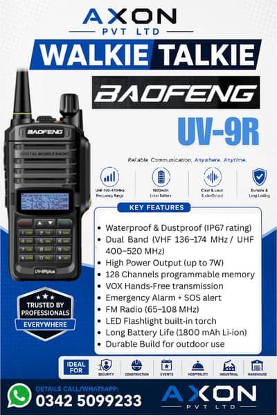 Baofeng UV-9R Walkie Talkie | Dual Band VHF/UHF Two Way Radio