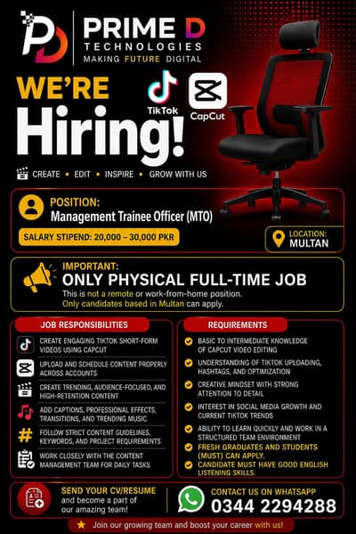 Hiring TikTok Editor & Content Uploader