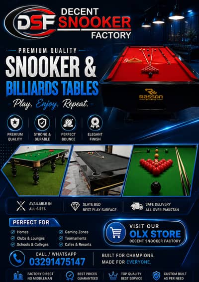 Snooker Table in Pakistan / Billiards / Pool / Snooker table /Factory