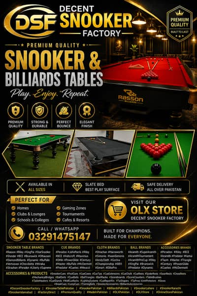 Snooker Table in Pakistan / Billiards / Pool / Snooker table /Factory