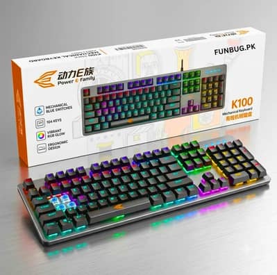 Brand new K100 Blue Switches Mechanical Keyboard with RGB Lights