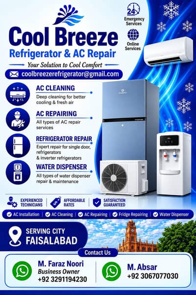 AC, Refrigerator Repair, Installation & AC Cleaning Services in Fsd
