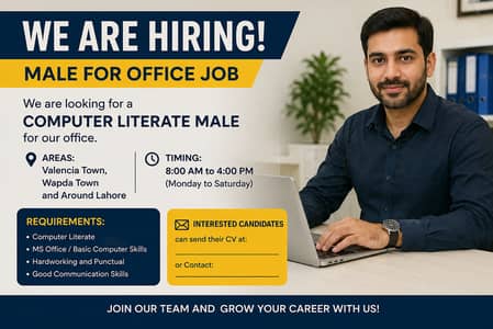 NEED MALE PERSON FOR JOB (Wapda town , Valencia , NFC )