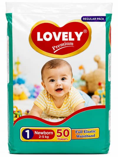 LOVELY Premium Baby Diapers 50 Pcs | Newborn to XL | All Sizes