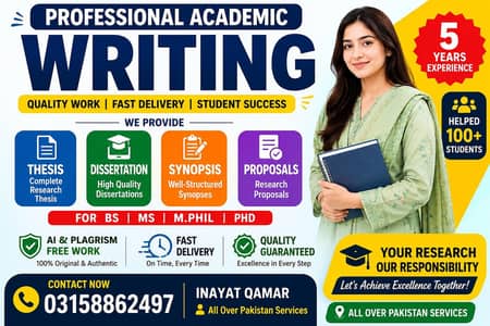THESIS & RESEARCH SERVICES | BS, MS, M. PHIL & PhD | ALL PAKISTAN