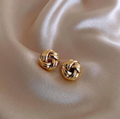 Golden Geometric Stud Earrings for Women
