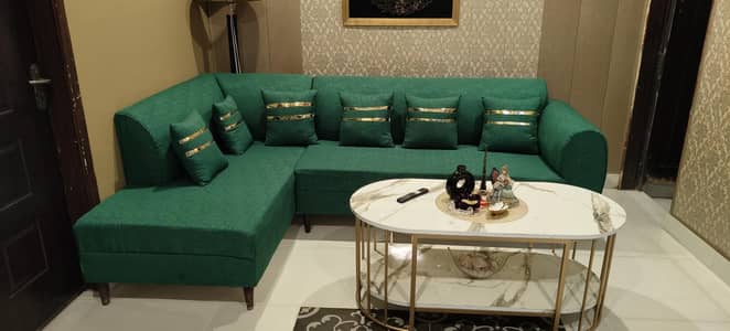 L shape corner sofa with table