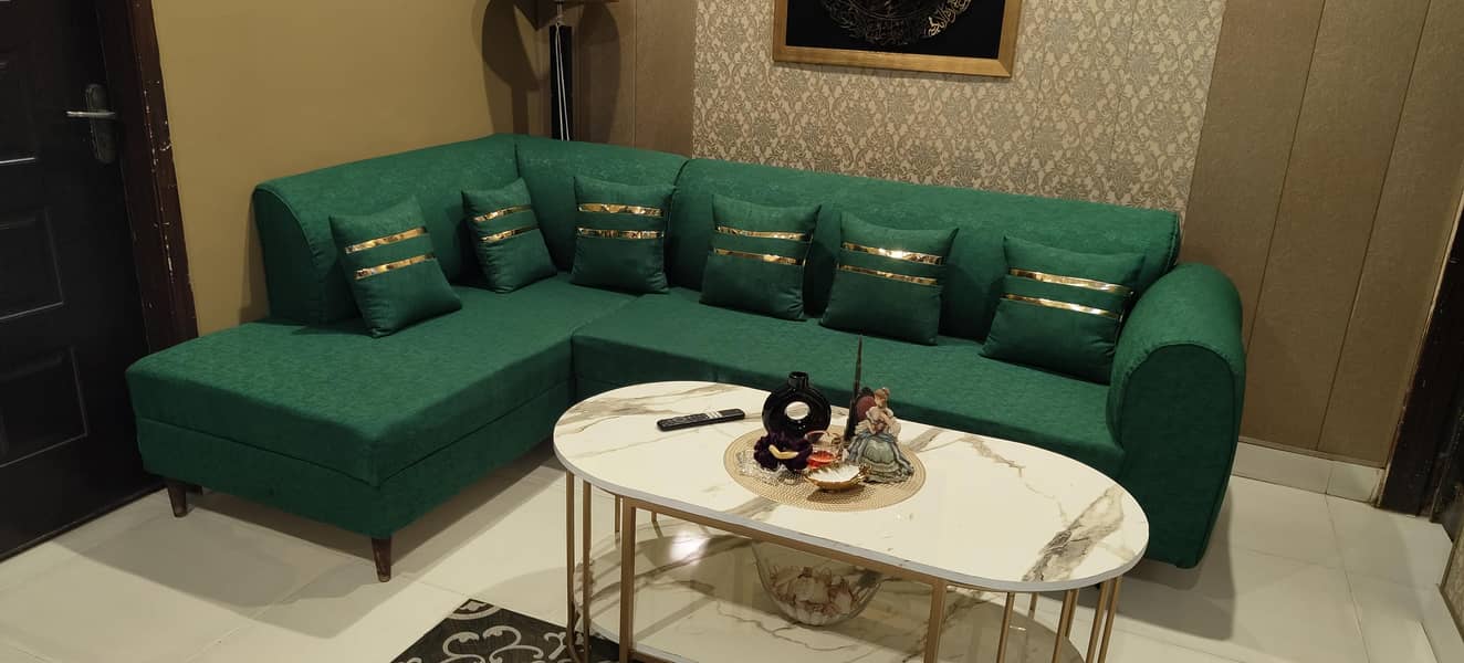 L shape corner sofa with table 3