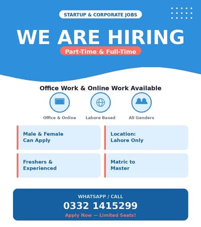 Startup Jobs Lahore – Part-Time/Full-Time, All Genders
