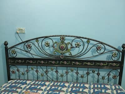 Rod Iron Bed With Mattress King Size & Almari
